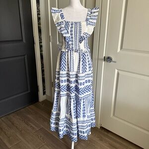 Kings Road Blue and White Patterned Linen Sundress Size S